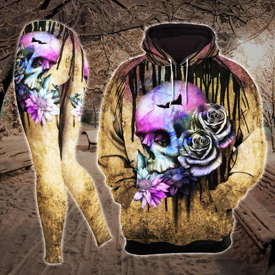 Vintage Water Color Skull Combo Hoodie and Leggings - Wonder Skull