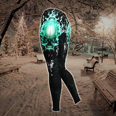 Aqua Green Fire Skull Combo Hoodie and Leggings - Wonder Skull