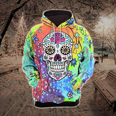 Rainbow Mandala Skull Flower Combo Hoodie and Leggings - Wonder Skull