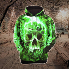 Green Gothic Smoke Skull Combo Hoodie and Leggings - Wonder Skull