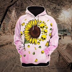 Pink Sunflower Skull Combo Hoodie and Leggings - Wonder Skull