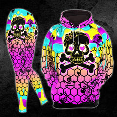 Cute Rainbow Skull Crossbone Combo Hoodie and Leggings - Wonder Skull