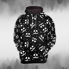 White Black Smile Skull Nightmare Combo Hoodie and Leggings - Wonder Skull