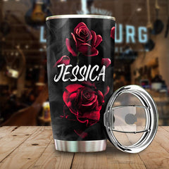 Gothic Skull Rose Personalized Tumbler - Wonder Skull