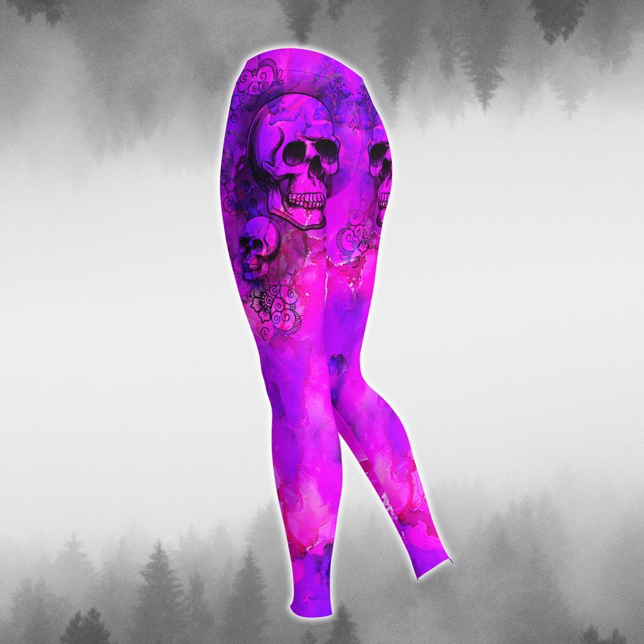 Dark Violet Mandala Skull Artwork Print Combo Hoodie And Leggings - Wonder Skull