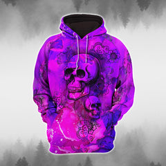 Dark Violet Mandala Skull Artwork Print Combo Hoodie And Leggings - Wonder Skull