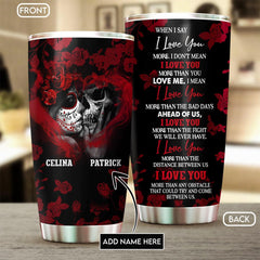 I Love You More - Gothic Skull Rose Personalized Tumbler - Wonder Skull