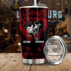 I Love You More - Gothic Skull Rose Personalized Tumbler - Wonder Skull