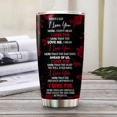 I Love You More - Gothic Skull Rose Personalized Tumbler - Wonder Skull