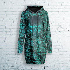 Lotus Pattern Cyan Skull Combo Hoodie and Leggings - Wonder Skull