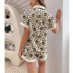 Skull Leopard Sexy Pajama Sets With Short Sleeve - Wonder Skull