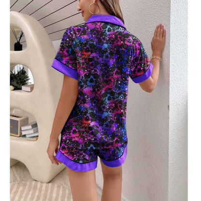 Skull Galaxy Sexy Pajama Sets With Short Sleeve - Wonder Skull
