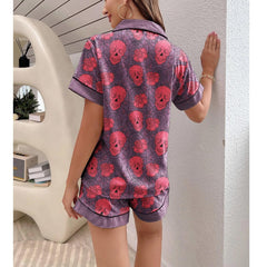 Skull Spiderweb Gothic Sexy Pajama Sets With Short Sleeve - Wonder Skull