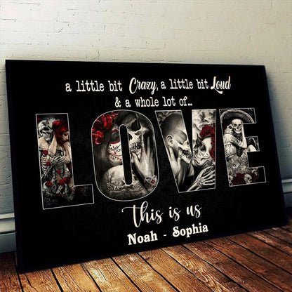 Gothic Skull Personalized Canvas, Gift For Couples | Wonder Skull