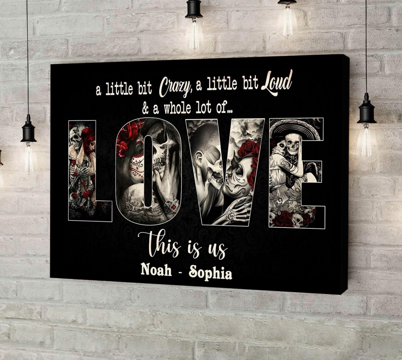 Gothic Skull Personalized Canvas, Gift For Couples | Wonder Skull