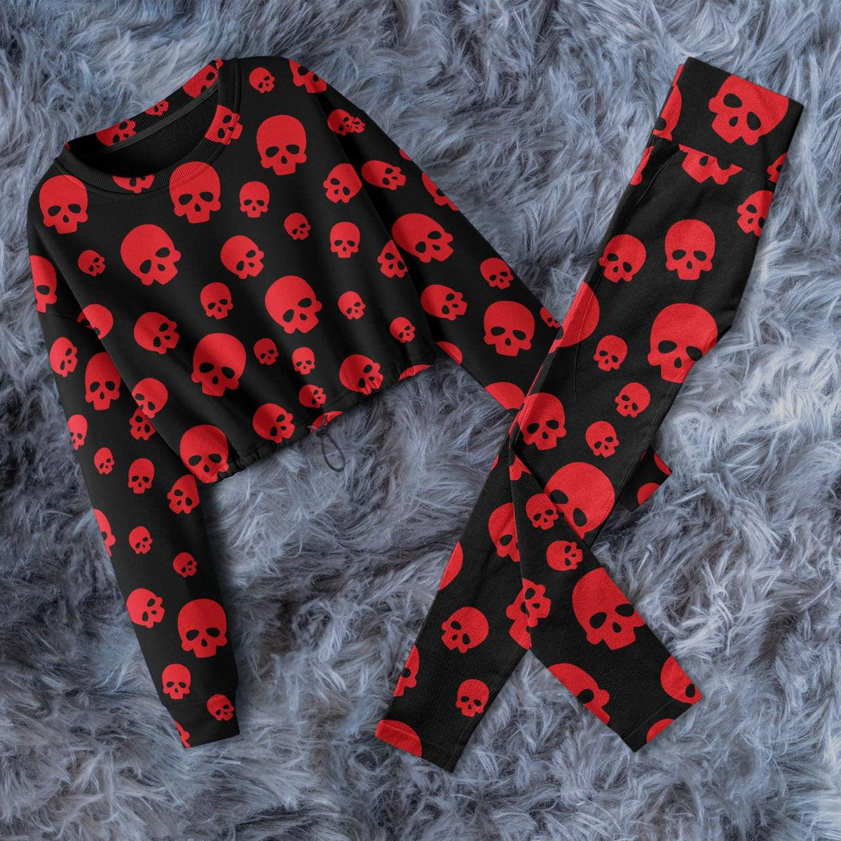 Red Skull Combo Long Sleeve Sweatshirt and Leggings - Wonder Skull