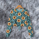 Sunflower Leopard Combo Long Sleeve Sweatshirt and Leggings - Wonder Skull