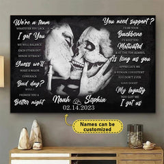 We're A Team - Gothic Skull Personalized Canvas - Wonder Skull