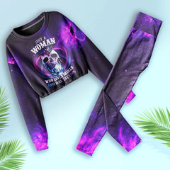 Just A Woman Funny Skull Combo Long Sleeve Sweatshirt and Leggings - Wonder Skull