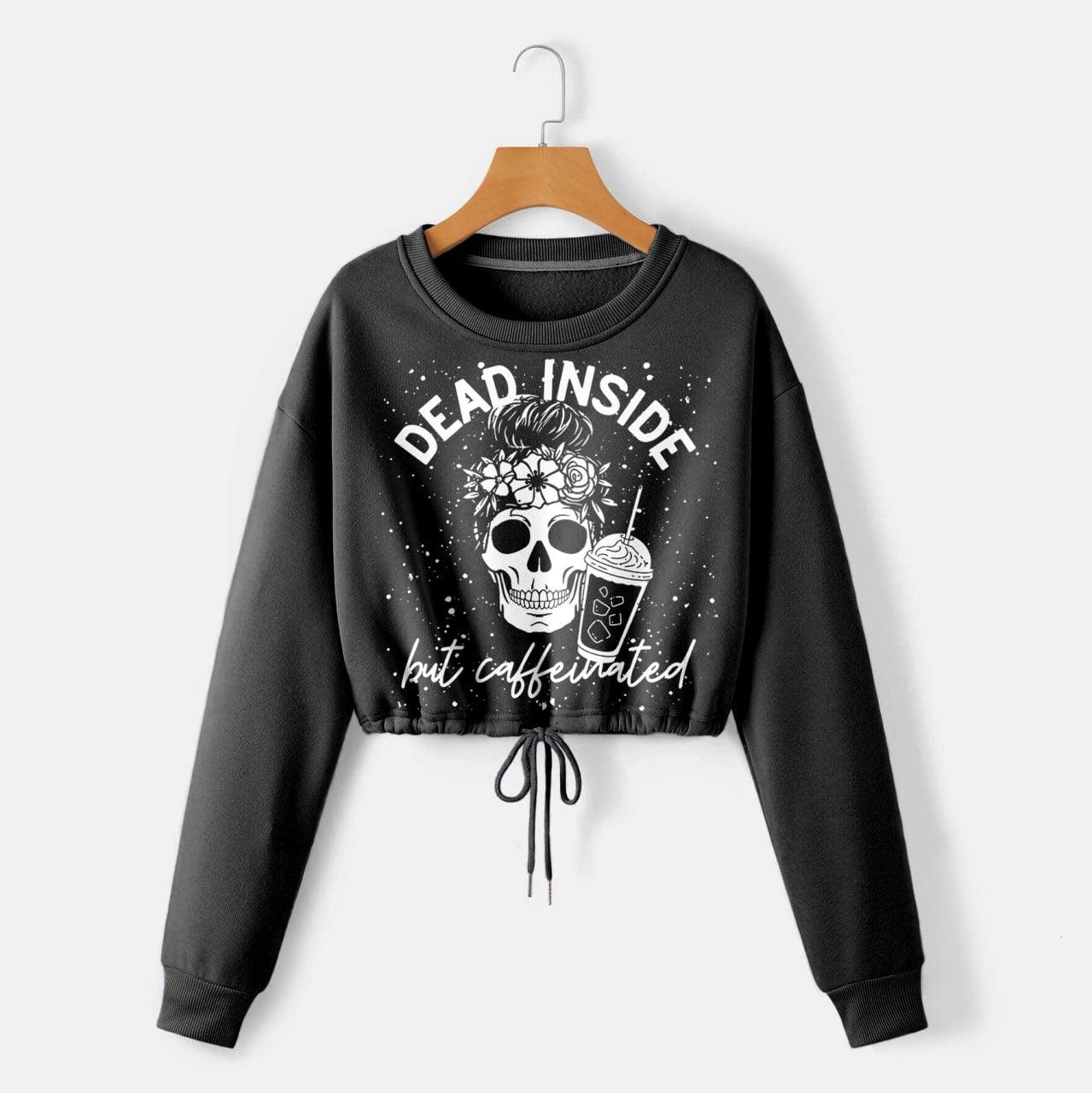 Dead Inside Funny Skull Gothic Combo Long Sleeve Sweatshirt and Leggings - Wonder Skull