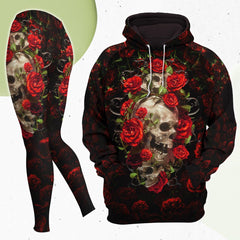 Rose Skull Gothic Artwork Combo Hoodie and Leggings - Wonder Skull