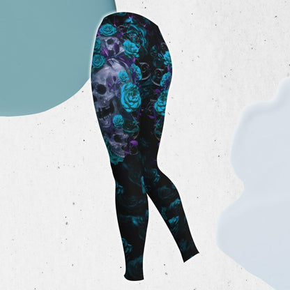 Turquoise Rose Skull Gothic Artwork Combo Hoodie and Leggings - Wonder Skull