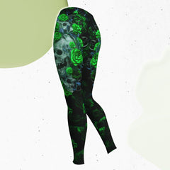 Green Rose Skull Gothic Artwork Combo Hoodie and Leggings - Wonder Skull