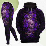 Purple Rose Skull Gothic Artwork Combo Hoodie and Leggings - Wonder Skull