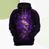 Purple Rose Skull Gothic Artwork Combo Hoodie and Leggings - Wonder Skull
