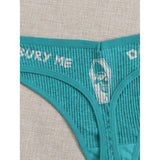Funny Colorful Skull 4pack Cyan Purple Rib Panty Set for Womens - Wonder Skull