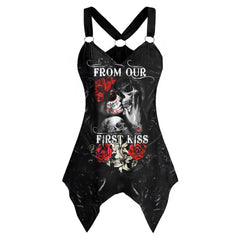 From Our Fist Kiss V-Neck O Ring Tank Top - Wonder Skull