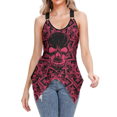 Mandala Skull V-Neck O Ring Tank Top - Wonder Skull