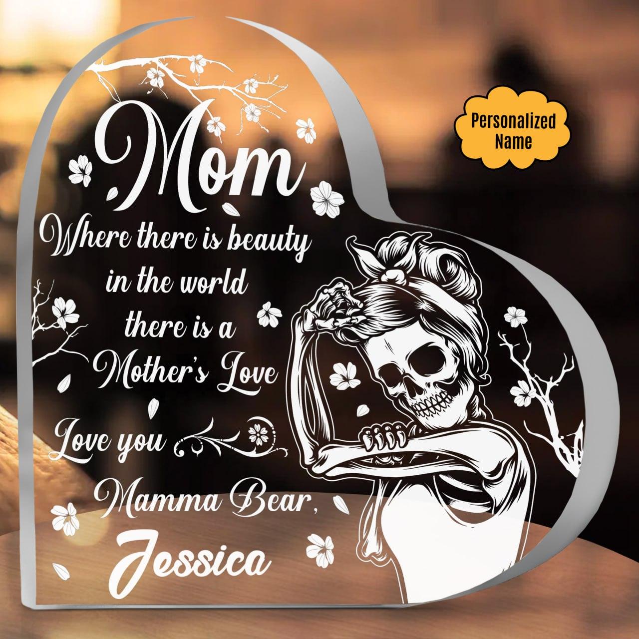 To Mom - Customized Skull Crystal Heart Mother's Day Gifts - Wonder Skull
