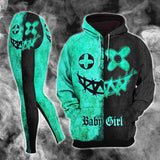 Black Green Face X Combo Hoodie and Leggings - Wonder Skull