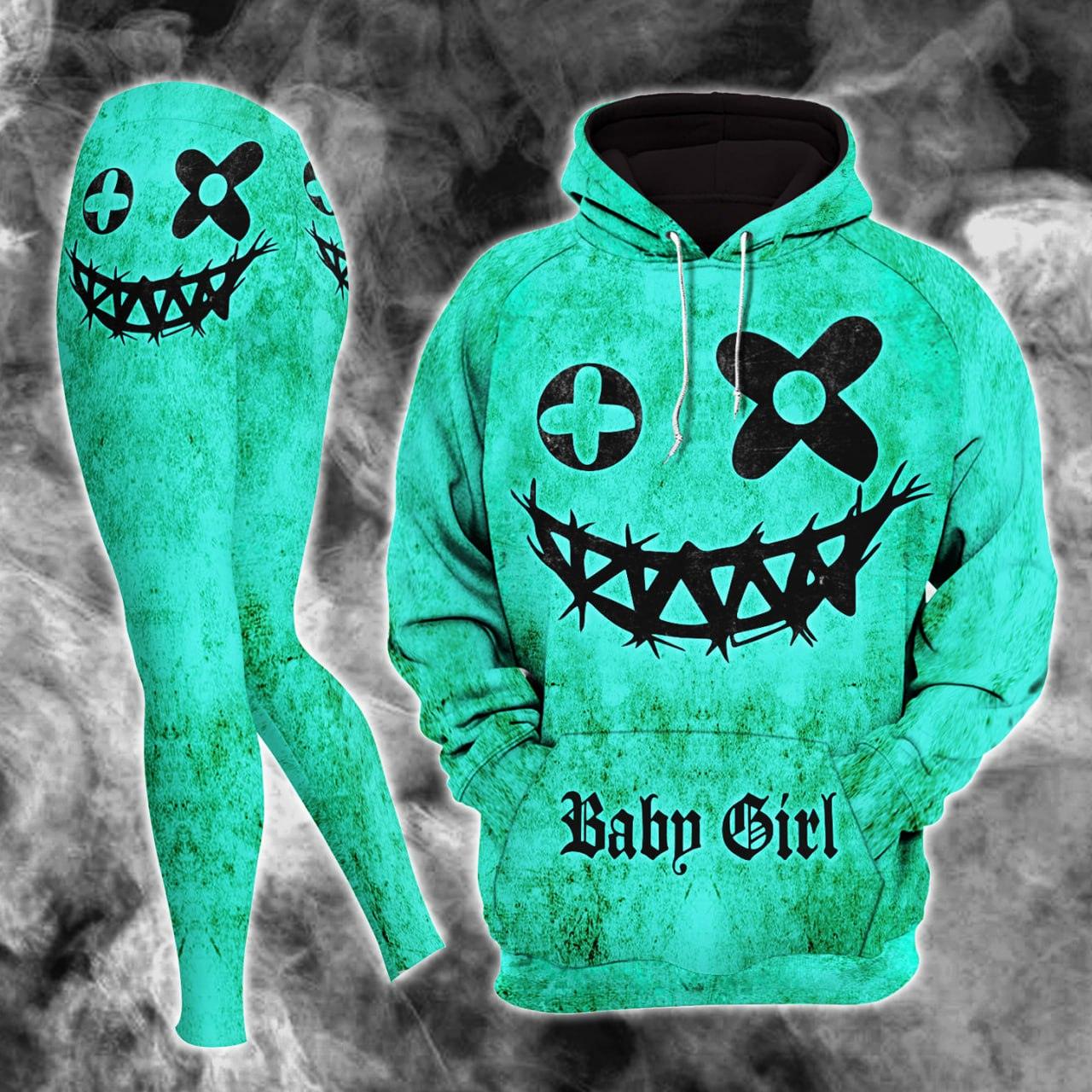 Baby Green Horror Smile Combo Hoodie and Leggings - Wonder Skull