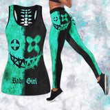 Green Black Smile Skull Tanktop and Leggings - Wonder Skull