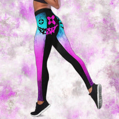 Purple Black Smile Skull Tanktop and Leggings - Wonder Skull