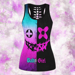 Purple Black Smile Skull Tanktop and Leggings - Wonder Skull