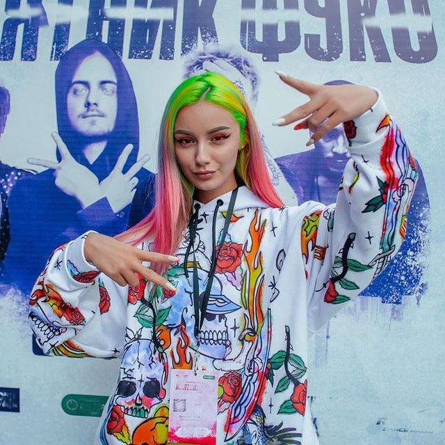 Skull Fire Flame Hoodie - Wonder Skull