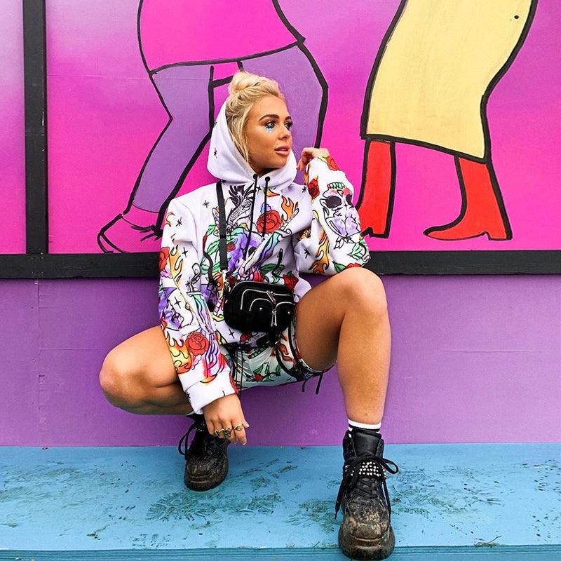 Skull Fire Flame Hoodie - Wonder Skull