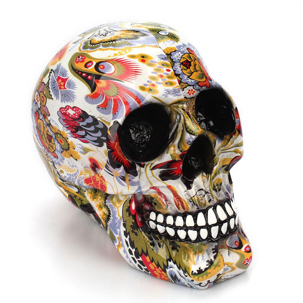 Horror Skull Decoration Resin Human Skeleton Skull Color Flower Painting Halloween Home Bar Table Desktop Decoration Craft Gift - Wonder Skull
