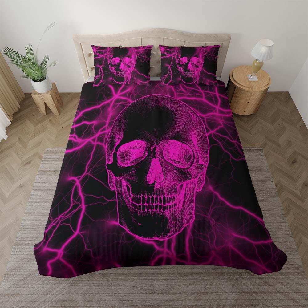 Purple Thunder Skull Duvet Cover Set - Wonder Skull