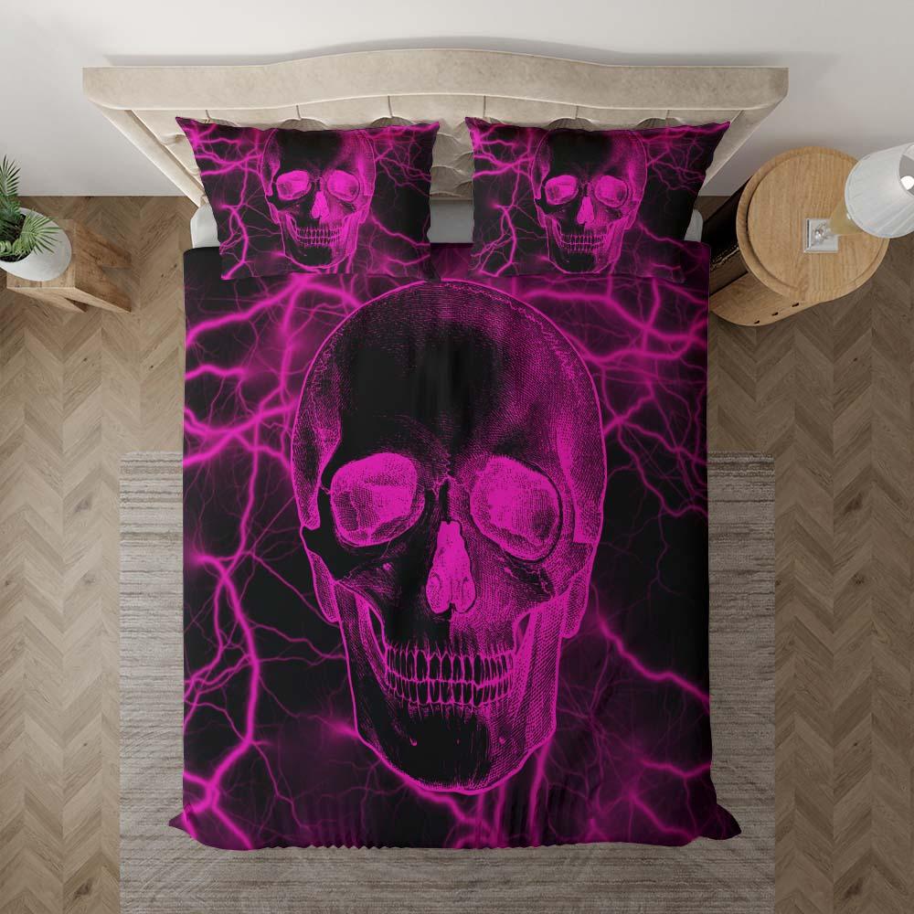 Purple Thunder Skull Duvet Cover Set - Wonder Skull