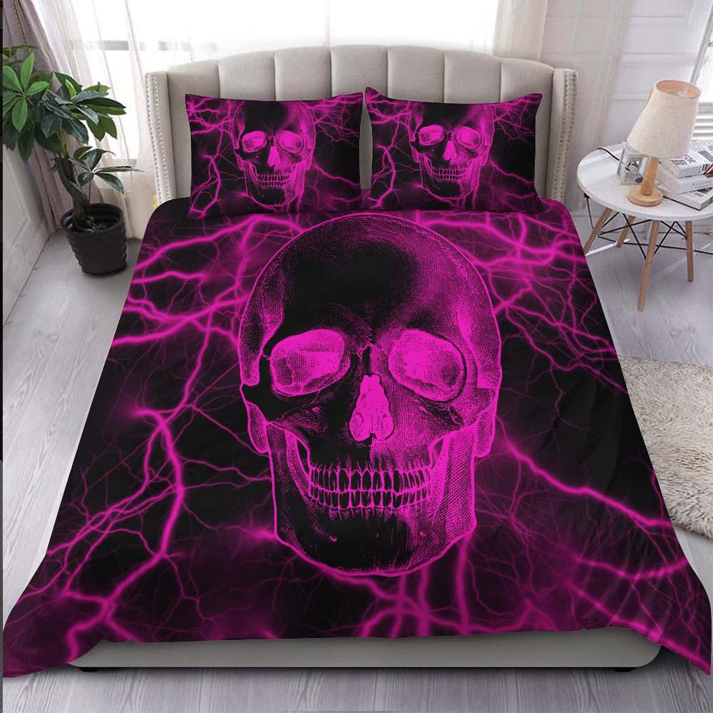 Purple Thunder Skull Duvet Cover Set - Wonder Skull