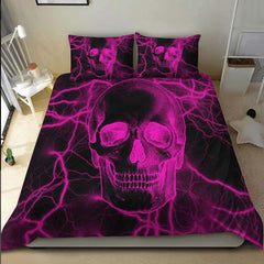 Purple Thunder Skull Duvet Cover Set - Wonder Skull