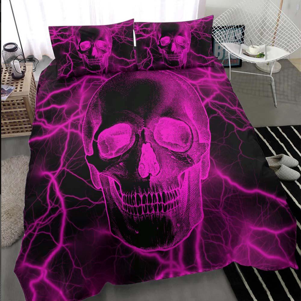 Purple Thunder Skull Duvet Cover Set - Wonder Skull