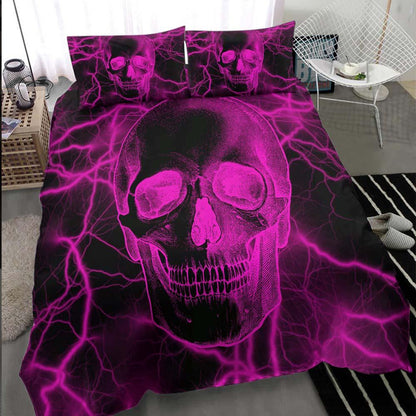 Purple Thunder Skull Duvet Cover Set - Wonder Skull