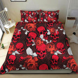 Red Skull Flower Pattern Duvet Cover Set - Wonder Skull