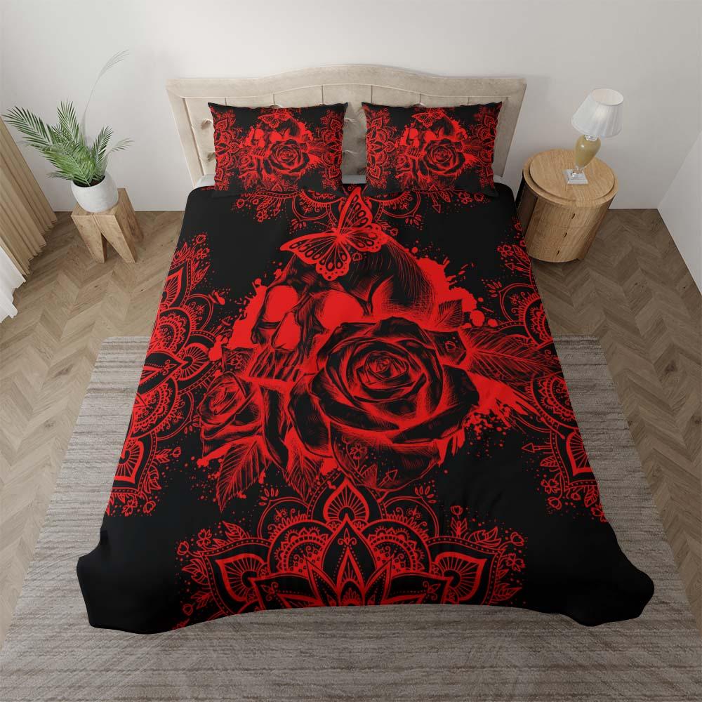 Red Skull Mandala Duvet Cover Set - Wonder Skull