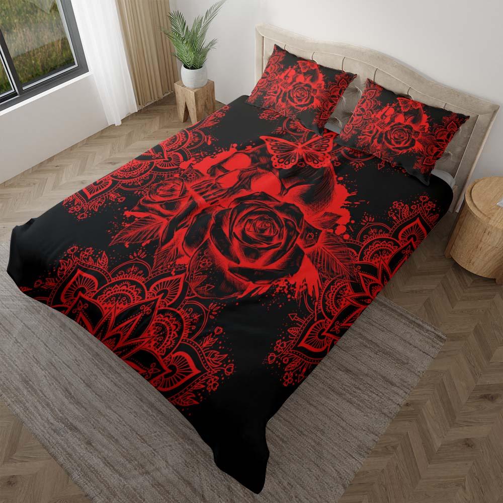 Red Skull Mandala Duvet Cover Set - Wonder Skull